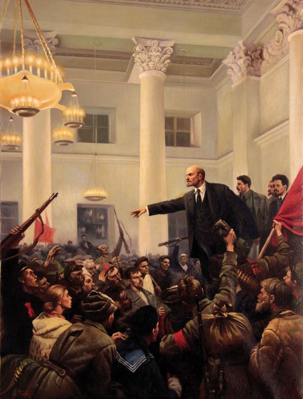 Копия с работы В.А. Серова "В.И.Ленин провозглашает Советскую власть".