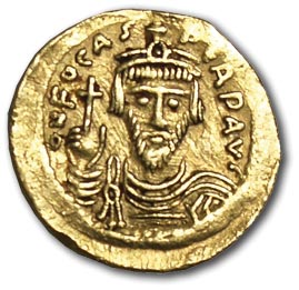 Byzantium. Foka. Solid, gold. BLS: ON FOCAS PERP AVC. Bust in full face crown, holding an orb. OS: VIKTORIA AVGGE/CONOB. Victoria stands upright, holding a cross and an orb. Weight - 4.4 g. Condition XF-
