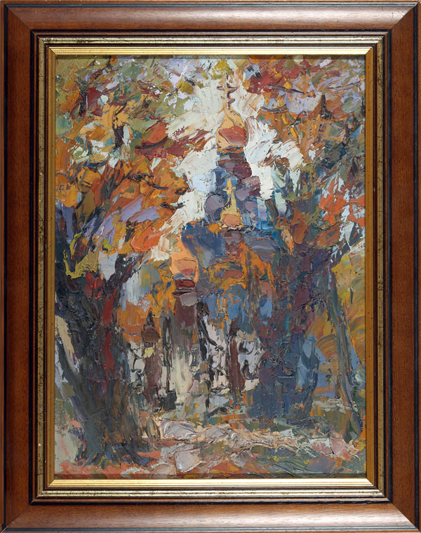 Study of the Cathedral of the Savior on Spilled Blood in the rain.