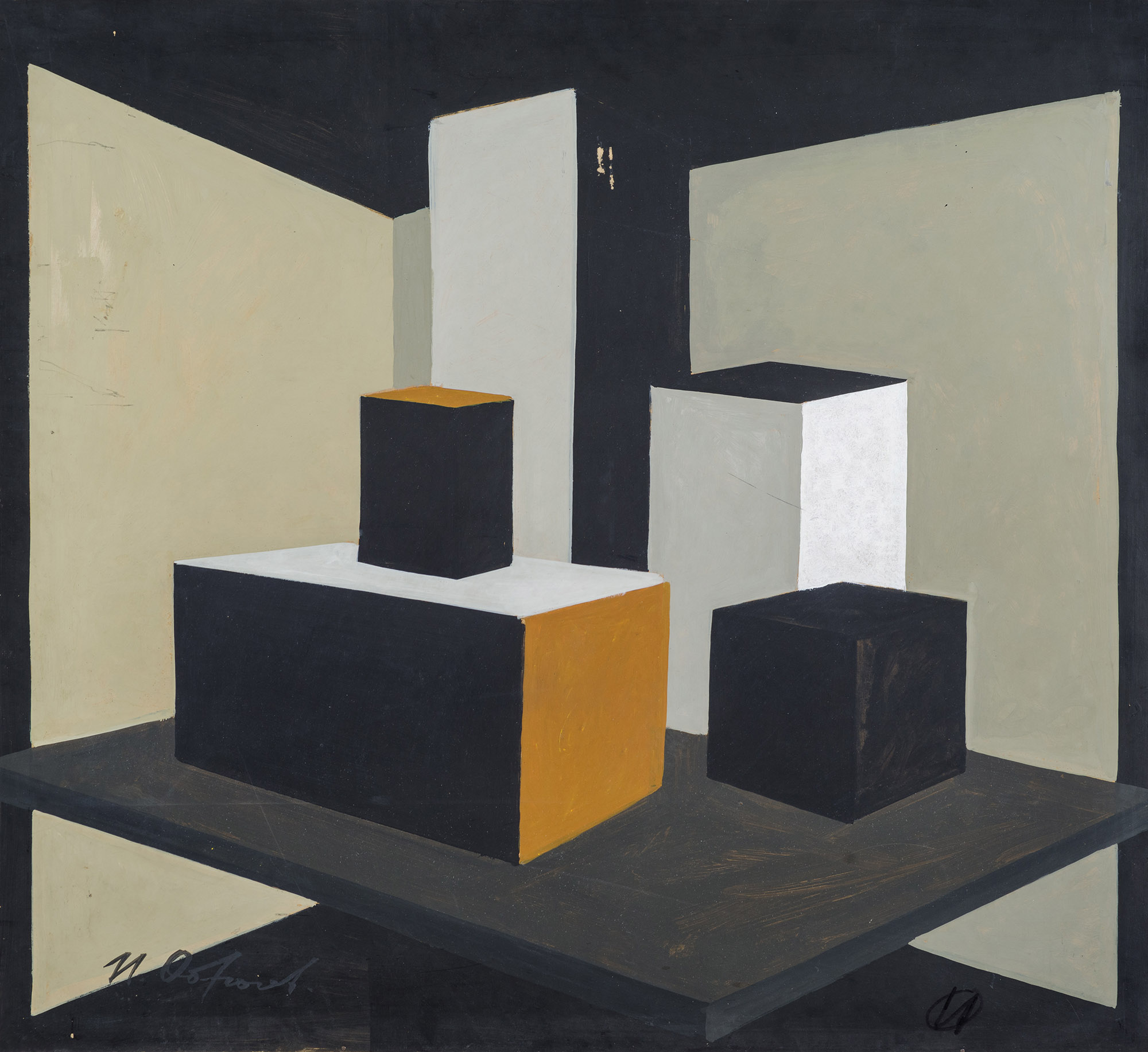 Still life with objects, cubes.