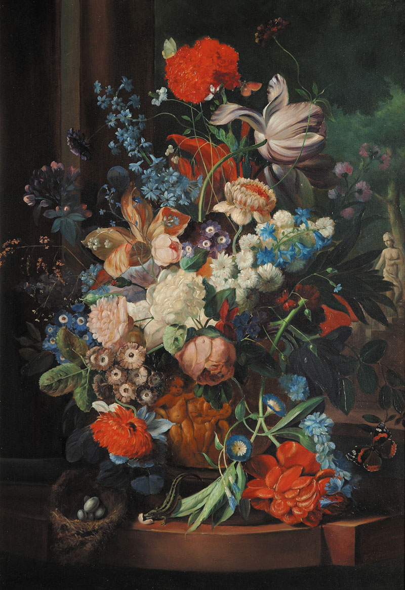 Bouquet with a bird's nest.