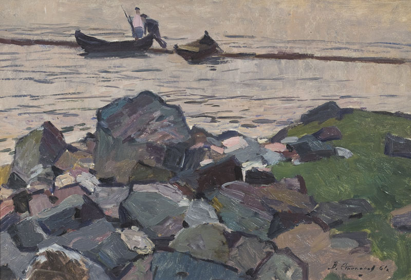 Stones. Boats.