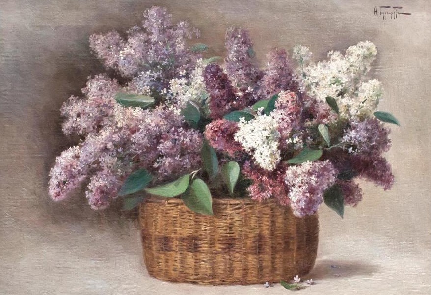Картина Бурхардт Ф.К. Натюрморт с сиренью. Конец 1890-х – начало 1910-х годов. Холст, масло.