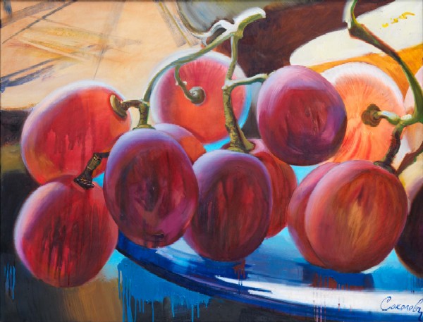 Red grapes.
