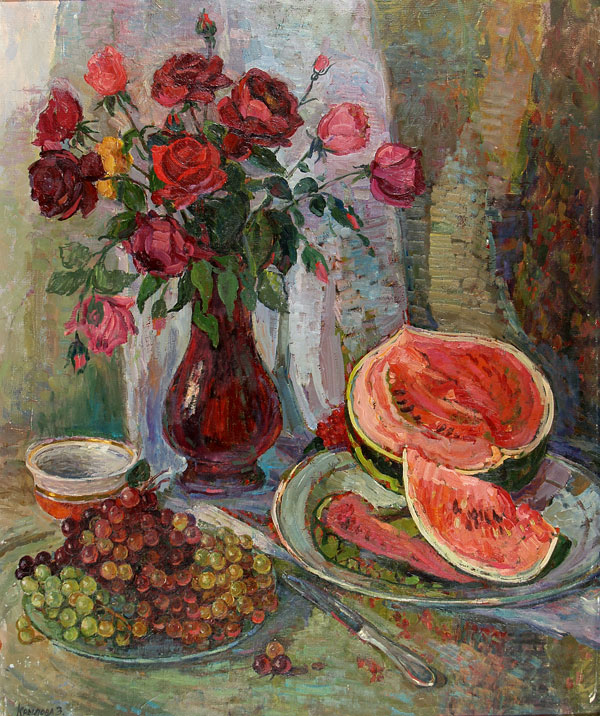 Still life with watermelon.
