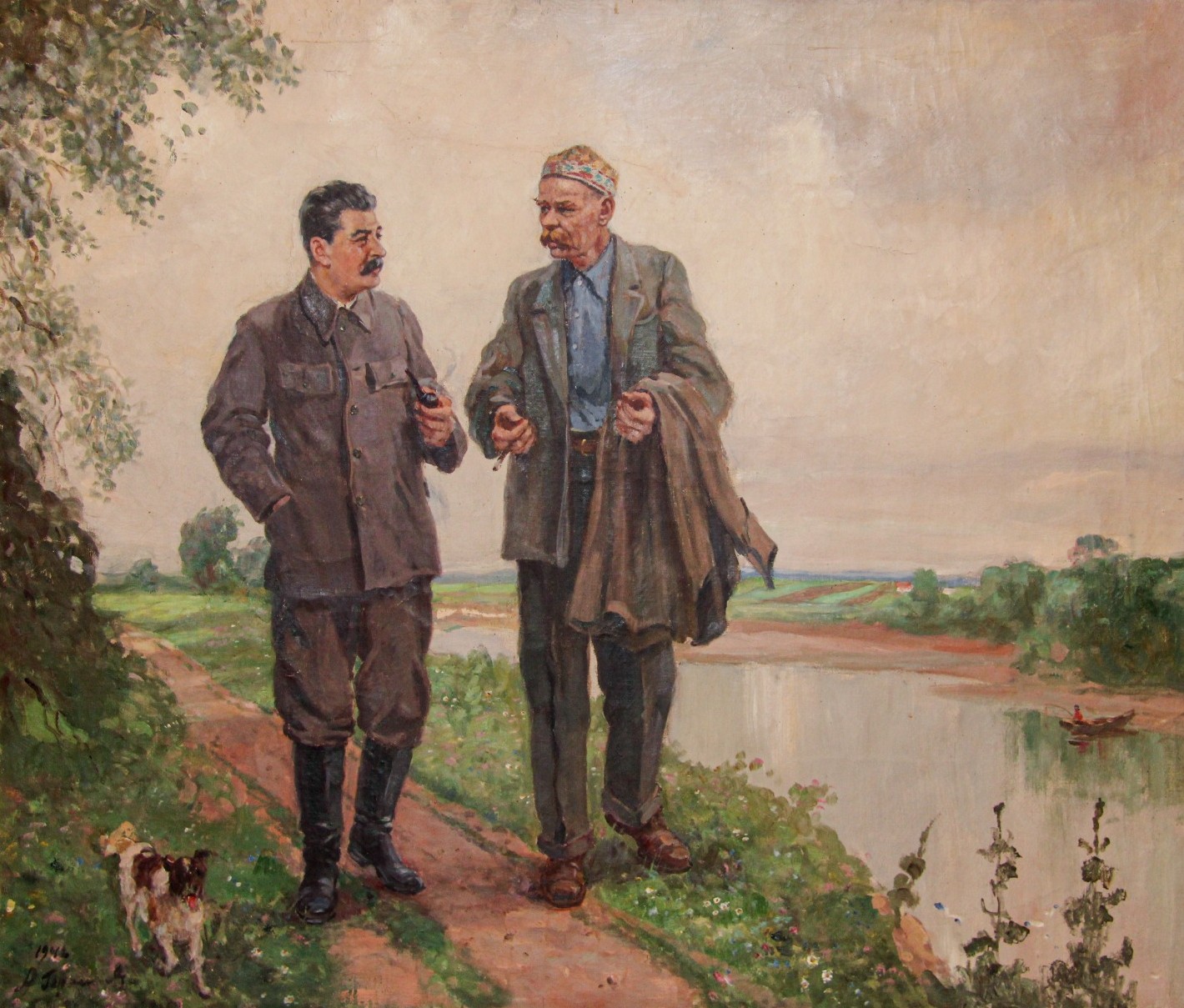 Картина Герасимов А.М. И.В. Сталин и А.М. Горький на прогулке. 1948 г. Холст, масло.