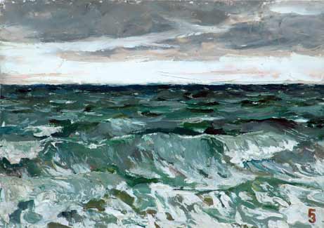 Waves. White horizon.