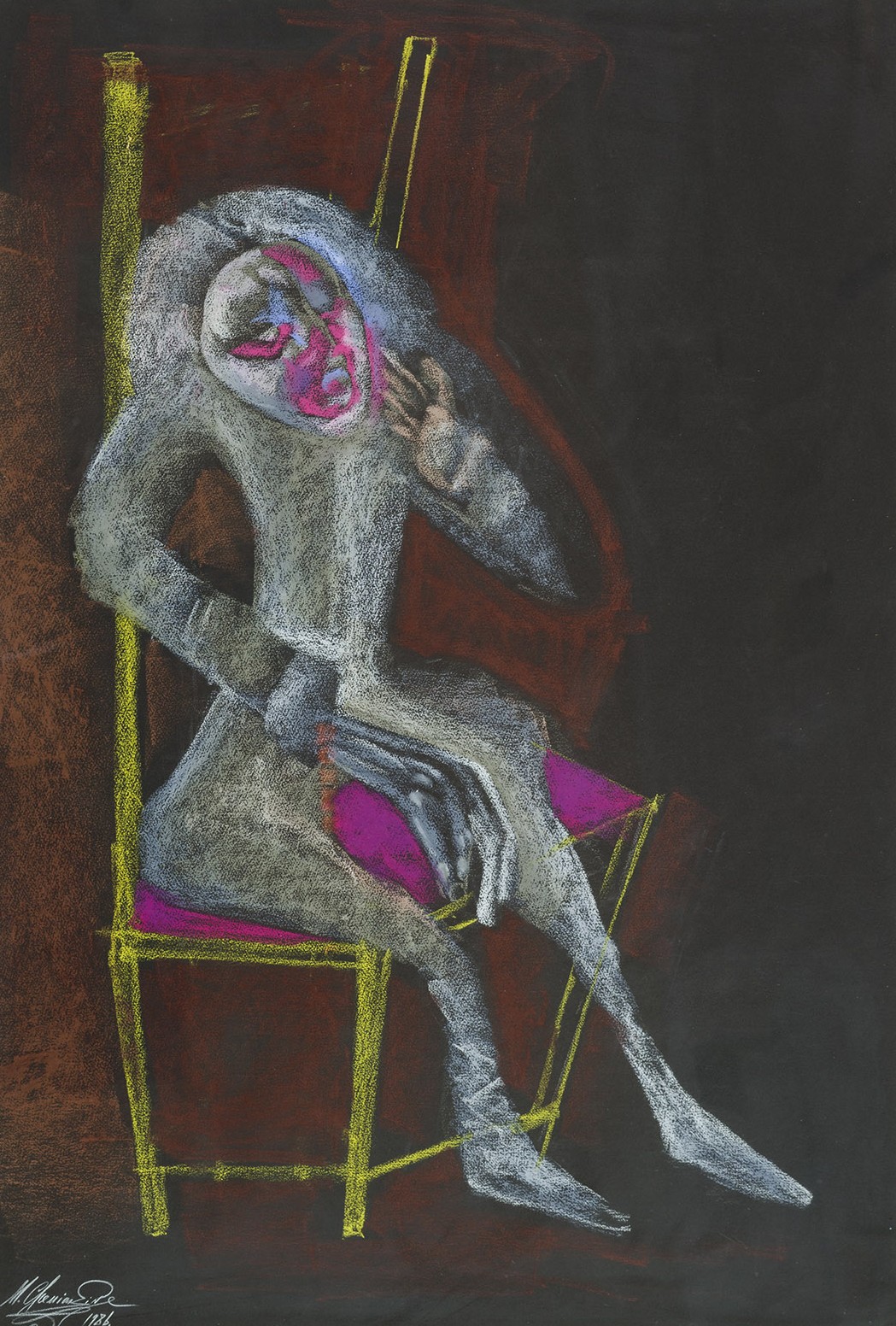 Картина Шемякин М.М. Виолончелист. 1986 г. Бумага, пастель.