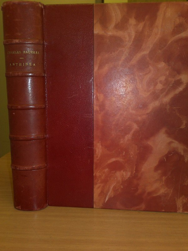 Maurras C. "Anthinea d`Athenes a Florence". Illustre et grave par R. Renefer. Circulation 351 numbered copies, copy No. 130. , 1927, XI pp., 321 pp., 20 illustrations on separate inserts, numerous illustrations in the text. Modern semi-leather feather