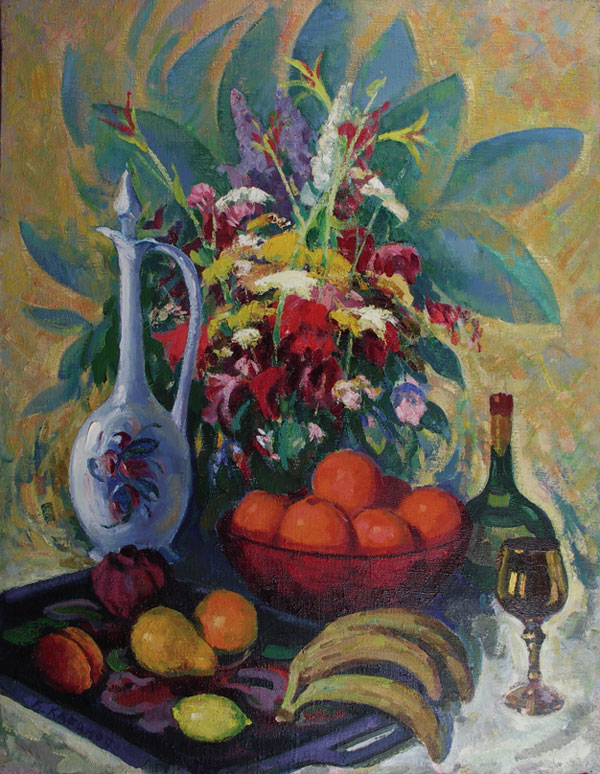 Still life with oranges.