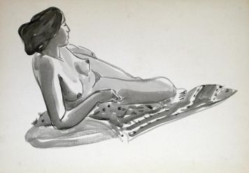 Reclining.